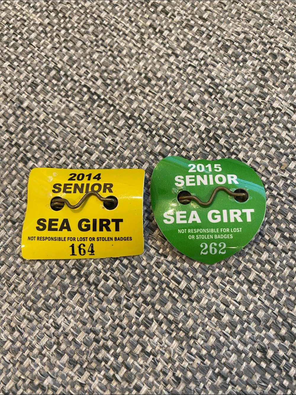 2014 and 2015 Sea Girt NJ Beach Badges Senior